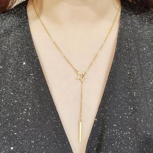Simple Hollow Star & Bar Long Lariat Necklace